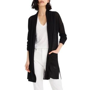 J. Crew 2019 Black Linen Blend Open Front Cardigan